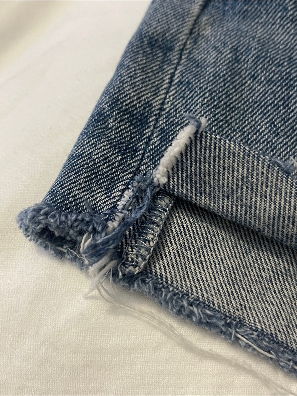 Agolde Raw Hem Distressed Jean Shorts in Medium Blue - Picture 15 of 16